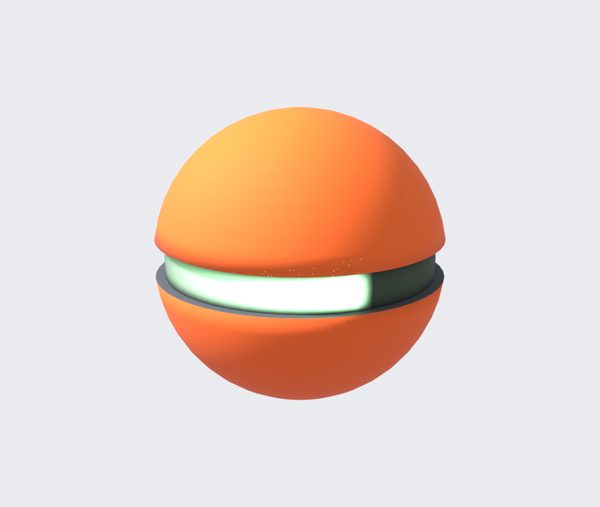 The LifeRental Prim Counter: a dark ball with a glowing green groove round its middle